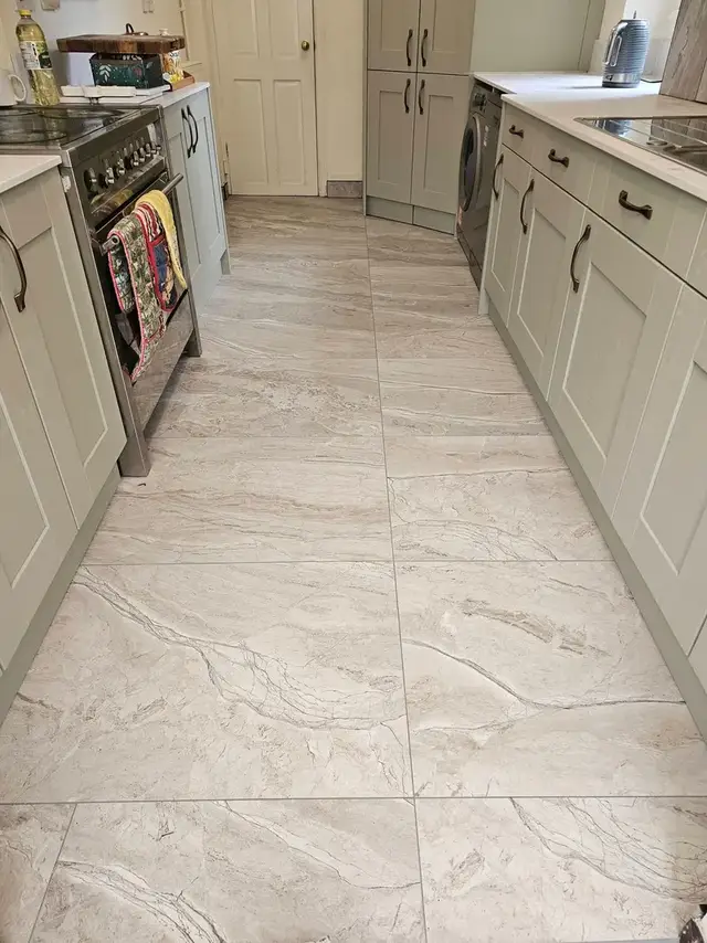 Floor tiling in Swansea: white kitchen