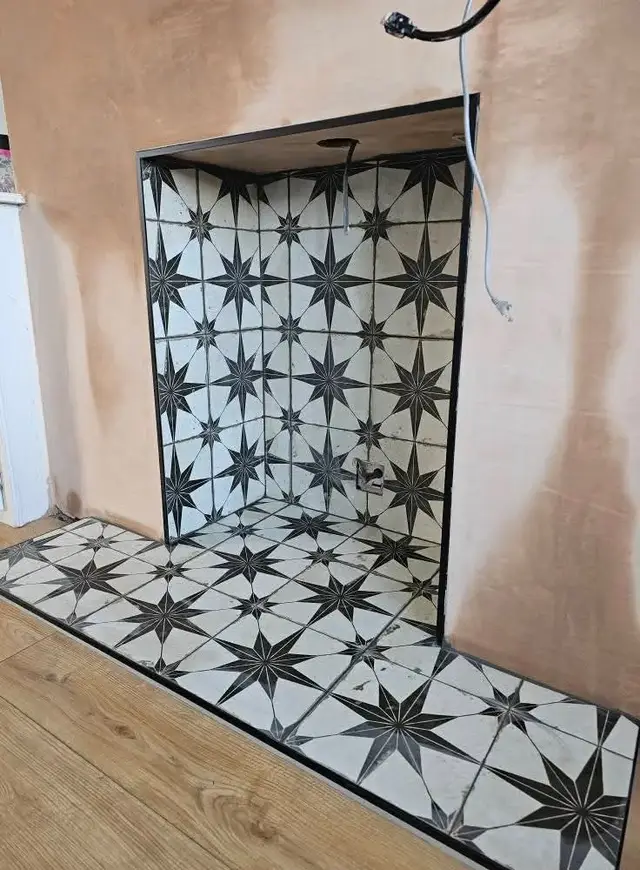 Floor tiling in Swansea: fire place pattern
